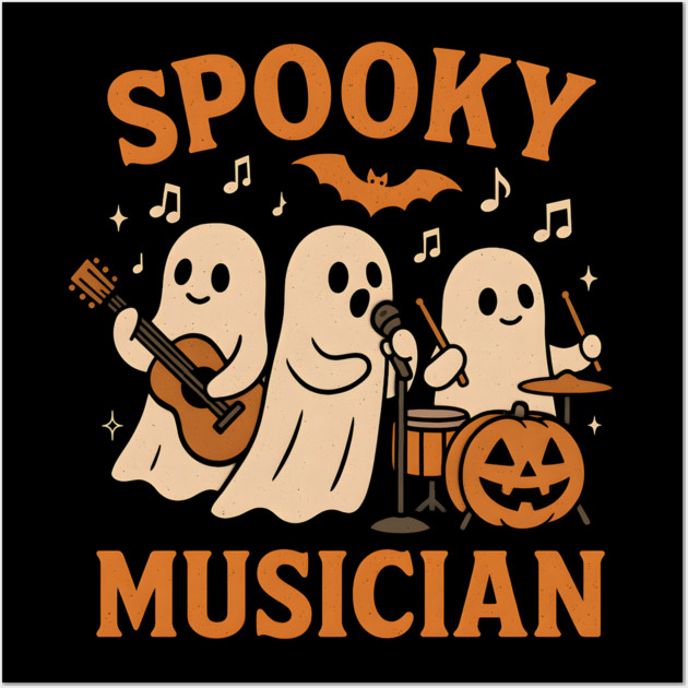 Spooky Musician Ghost Band Halloween Graphic Gift Wall Art by MakerMind8.2