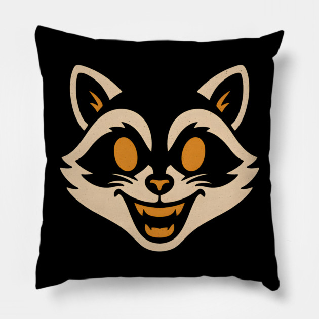 Spooky Raccoon Face Halloween Artwork Gift Pillow by MakerMind8.2