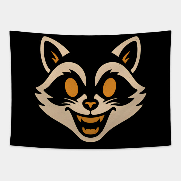 Spooky Raccoon Face Halloween Artwork Gift Tapestry by MakerMind8.2