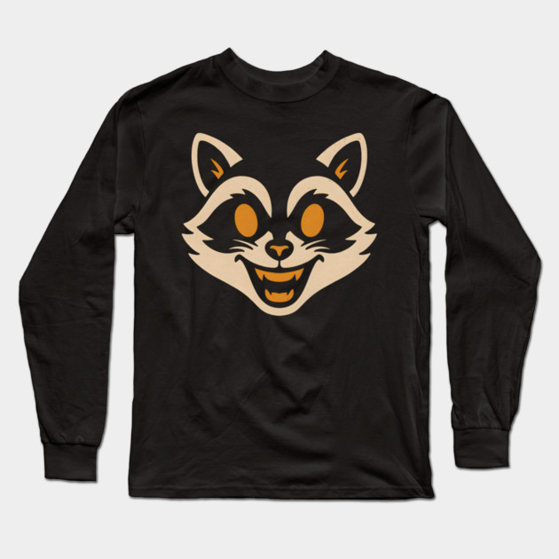 Spooky Raccoon Face Halloween Artwork Gift Long Sleeve T-Shirt by MakerMind8.2