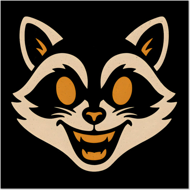 Spooky Raccoon Face Halloween Artwork Gift Wall Art by MakerMind8.2