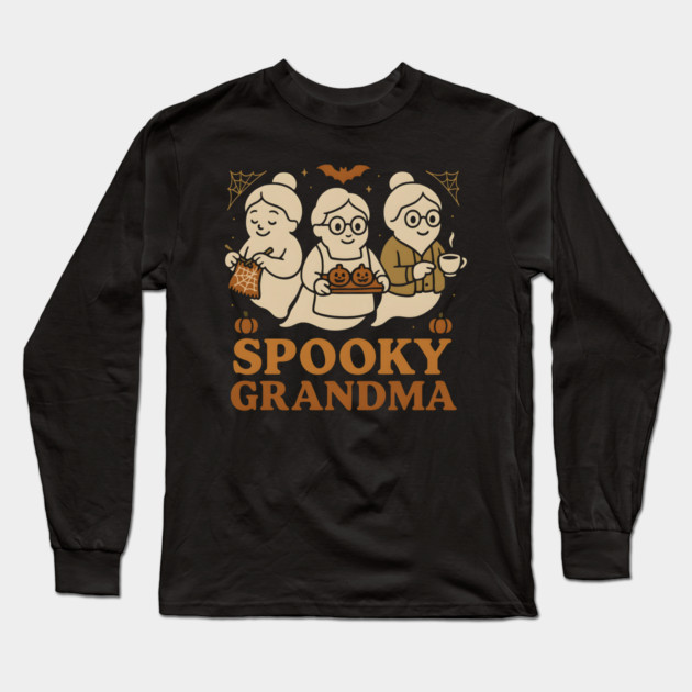 Spooky Grandma Ghost Halloween Graphic Gift Long Sleeve T-Shirt by MakerMind8.2
