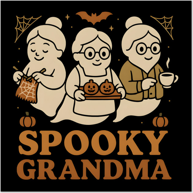 Spooky Grandma Ghost Halloween Graphic Gift Wall Art by MakerMind8.2