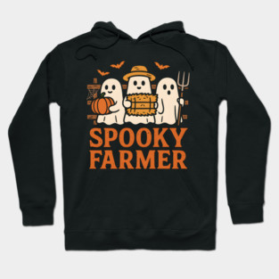 Spooky Farmer Ghost Halloween Pumpkin Graphic Gift Hoodie