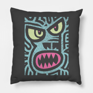 Angry Tiki Monster | Primal Grunge Graphic Pillow
