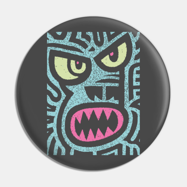Angry Tiki Monster | Primal Grunge Graphic Pin by TuncGK