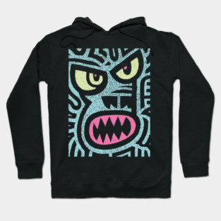 Angry Tiki Monster | Primal Grunge Graphic Hoodie