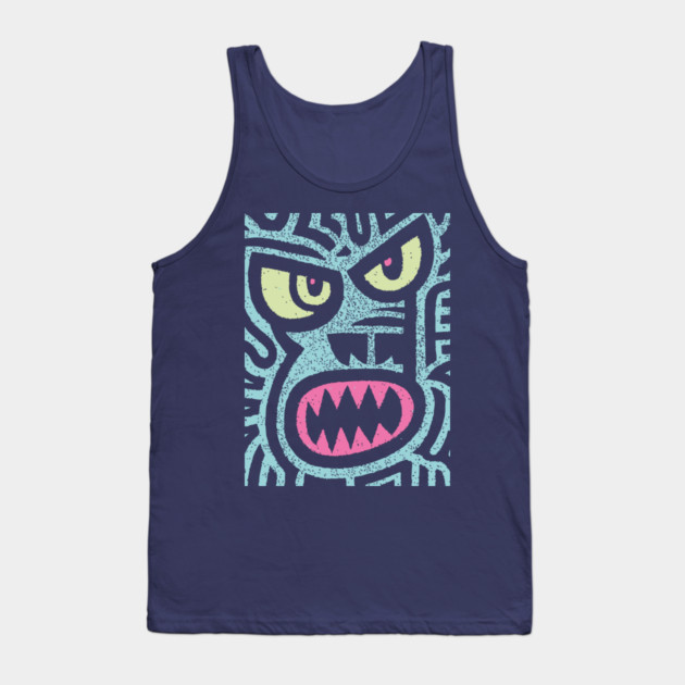 Angry Tiki Monster | Primal Grunge Graphic Tank Top by TuncGK