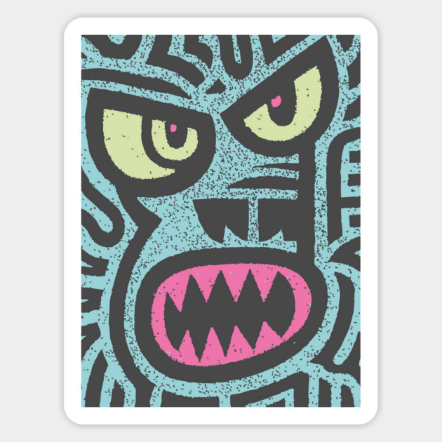 Angry Tiki Monster | Primal Grunge Graphic Magnet by TuncGK