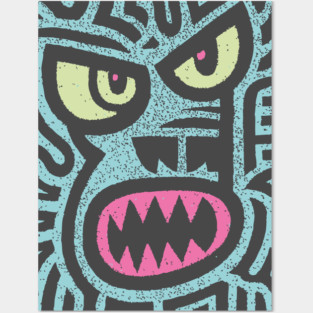 Angry Tiki Monster | Primal Grunge Graphic Posters and Art