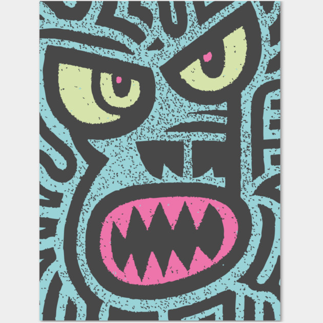 Angry Tiki Monster | Primal Grunge Graphic Wall Art by TuncGK