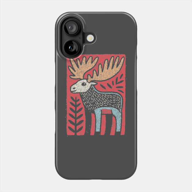 Scandinavian Folk Art Elk | Nordic Woodland Moose Phone Case by TuncGK