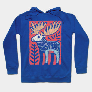 Scandinavian Folk Art Elk | Nordic Woodland Moose Hoodie