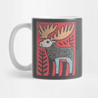 Scandinavian Folk Art Elk | Nordic Woodland Moose Mug
