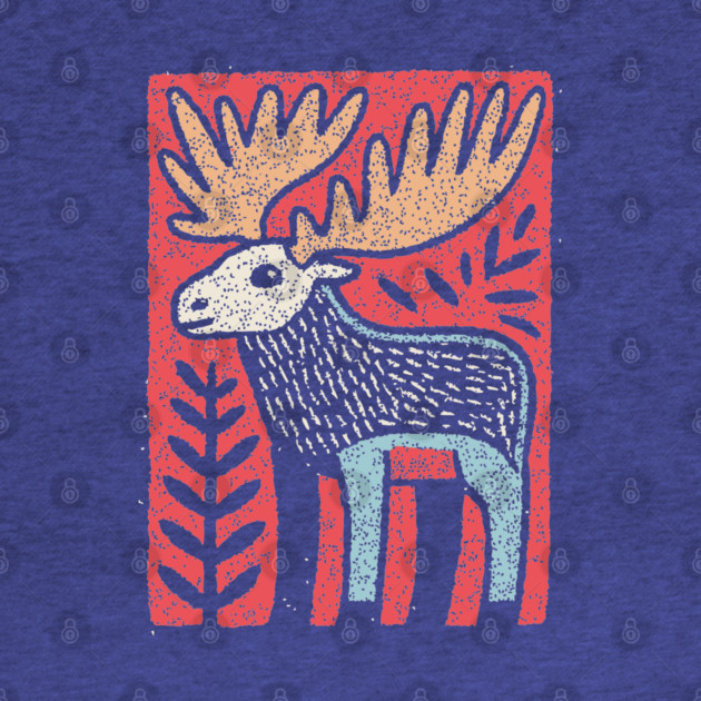 Scandinavian Folk Art Elk | Nordic Woodland Moose by TuncGK
