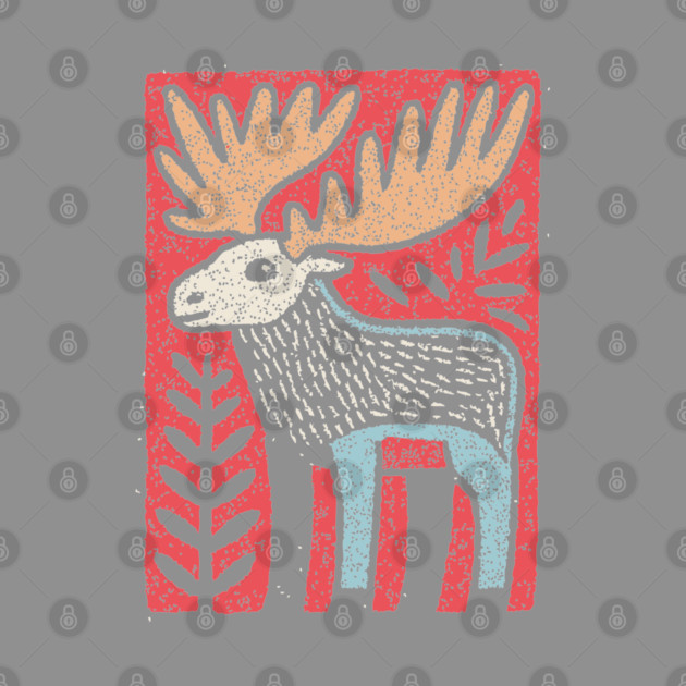 Scandinavian Folk Art Elk | Nordic Woodland Moose by TuncGK