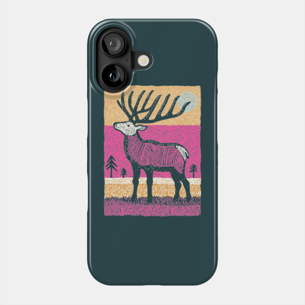 Psychedelic Elk Silhouette | Vibrant Pink Moose Phone Case by TuncGK