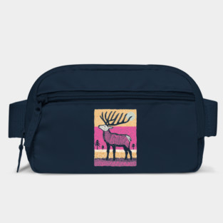 Psychedelic Elk Silhouette | Vibrant Pink Moose Bag