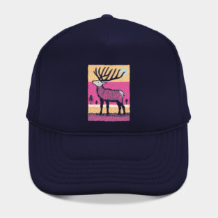 Psychedelic Elk Silhouette | Vibrant Pink Moose Hat