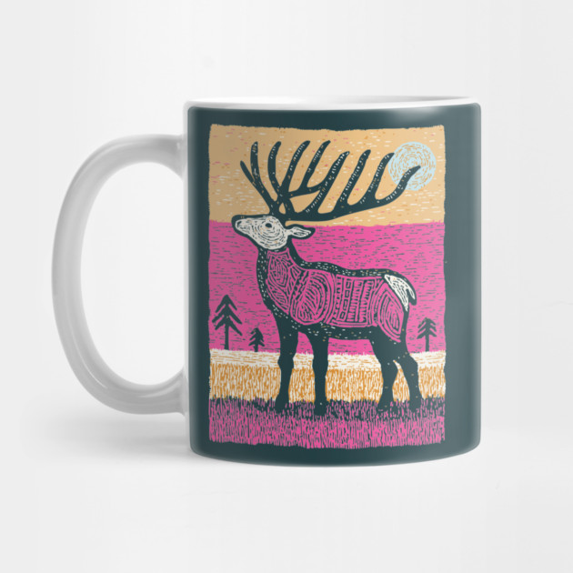 Psychedelic Elk Silhouette | Vibrant Pink Moose by TuncGK
