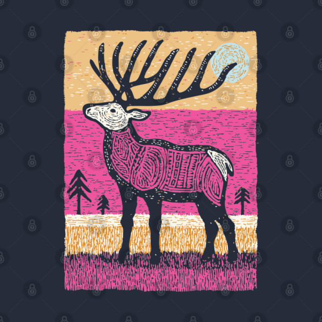 Psychedelic Elk Silhouette | Vibrant Pink Moose by TuncGK