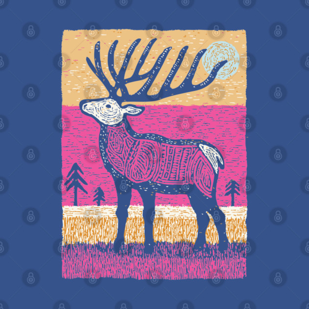 Psychedelic Elk Silhouette | Vibrant Pink Moose by TuncGK