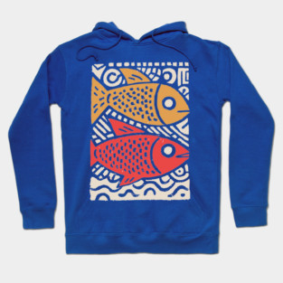Pisces Zodiac Fish | Two Koi Folk Art Hoodie