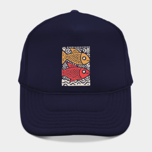 Pisces Zodiac Fish | Two Koi Folk Art Hat