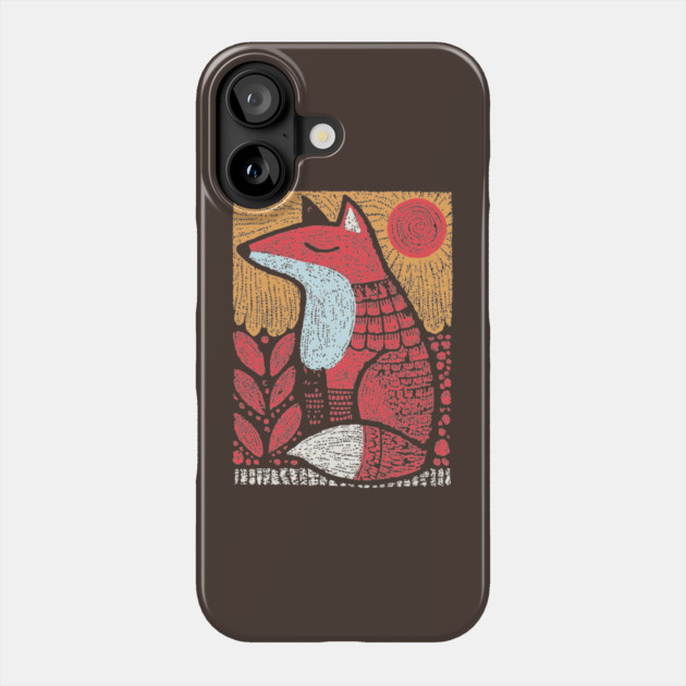 Whimsical Fox | Slavic Folk Art Woodland Creature Phone Case by TuncGK