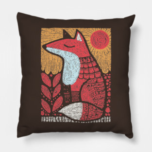 Whimsical Fox | Slavic Folk Art Woodland Creature Pillow