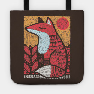 Whimsical Fox | Slavic Folk Art Woodland Creature Tote