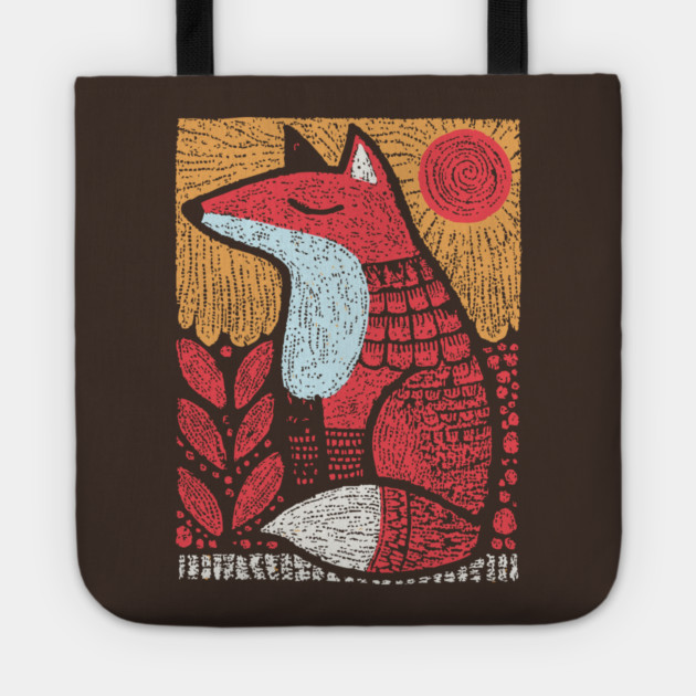 Whimsical Fox | Slavic Folk Art Woodland Creature Tote by TuncGK