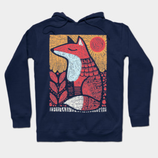 Whimsical Fox | Slavic Folk Art Woodland Creature Hoodie