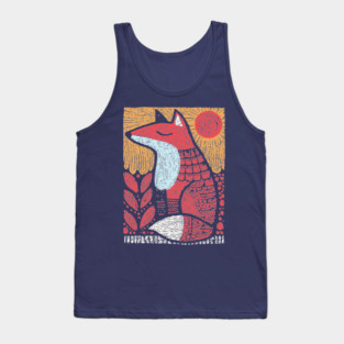 Whimsical Fox | Slavic Folk Art Woodland Creature Tank Top