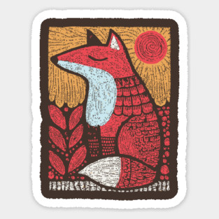 Whimsical Fox | Slavic Folk Art Woodland Creature Sticker