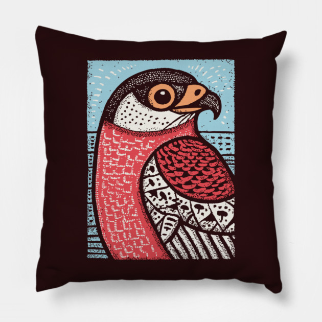 Majestic Hawk Portrait | Horus Inspired Bird of Prey Pillow by TuncGK