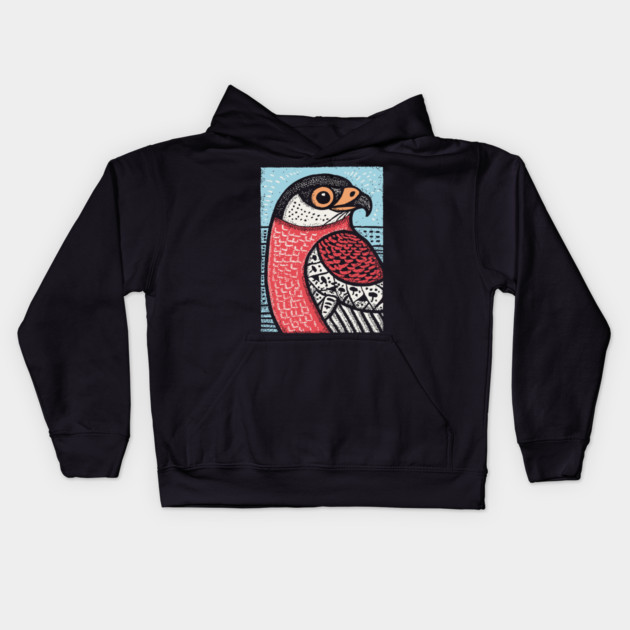 Majestic Hawk Portrait | Horus Inspired Bird of Prey Kids Hoodie by TuncGK