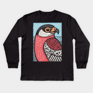 Majestic Hawk Portrait | Horus Inspired Bird of Prey Kids Long Sleeve T-Shirt