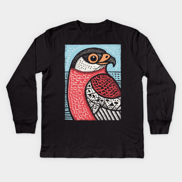 Majestic Hawk Portrait | Horus Inspired Bird of Prey Kids Long Sleeve T-Shirt by TuncGK