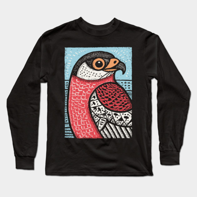 Majestic Hawk Portrait | Horus Inspired Bird of Prey Long Sleeve T-Shirt by TuncGK