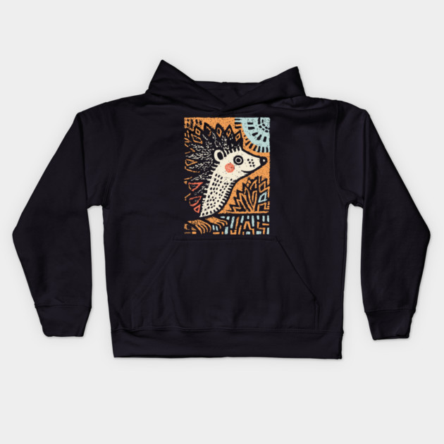 Hedgehog in the Winter Sun | Cozy Hygge Graphic Kids Hoodie by TuncGK