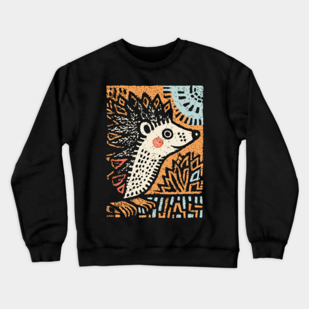 Hedgehog in the Winter Sun | Cozy Hygge Graphic Crewneck Sweatshirt by TuncGK
