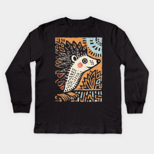 Hedgehog in the Winter Sun | Cozy Hygge Graphic Kids Long Sleeve T-Shirt