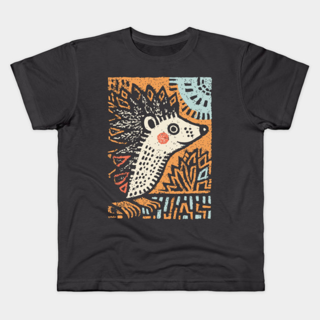 Hedgehog in the Winter Sun | Cozy Hygge Graphic Kids T-Shirt by TuncGK