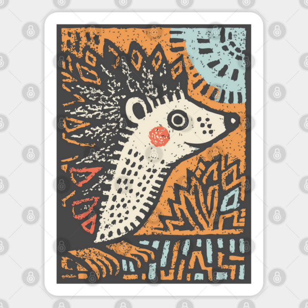 Hedgehog in the Winter Sun | Cozy Hygge Graphic Sticker by TuncGK