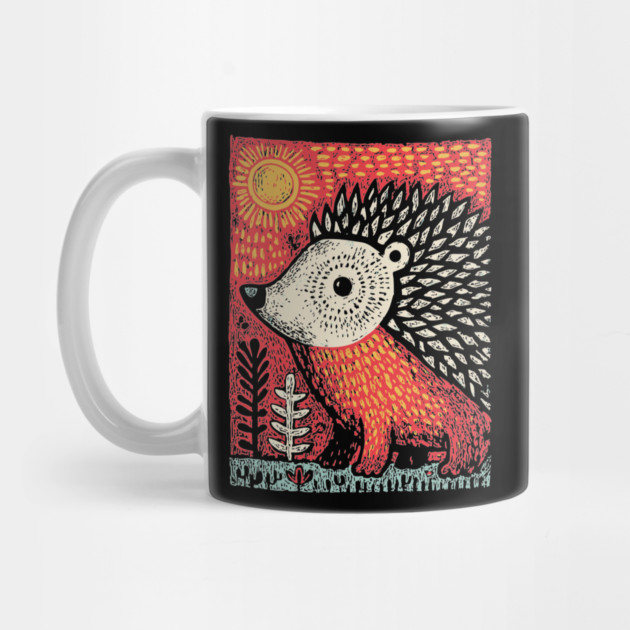 Folk Art Hedgehog | Red Woodland Storybook by TuncGK