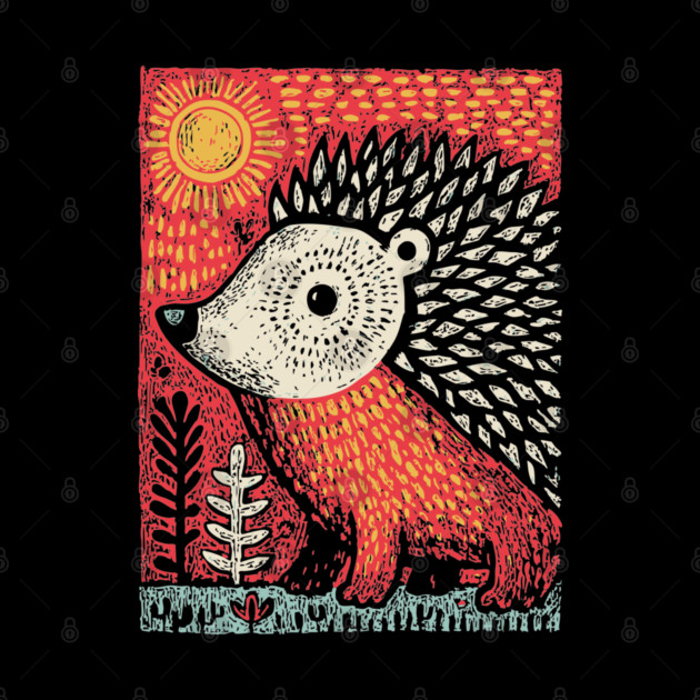Folk Art Hedgehog | Red Woodland Storybook by TuncGK