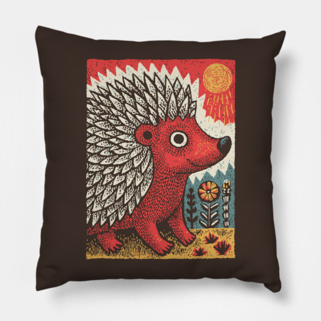 Fiery Hedgehog Spirit | Autumn Forest Creature Pillow by TuncGK