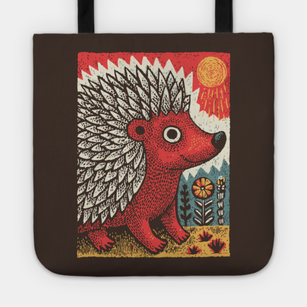 Fiery Hedgehog Spirit | Autumn Forest Creature Tote by TuncGK