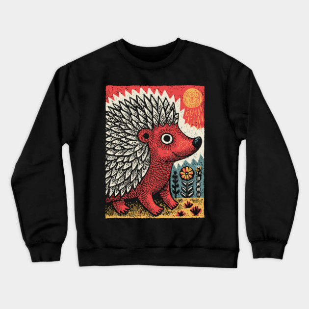 Fiery Hedgehog Spirit | Autumn Forest Creature Crewneck Sweatshirt by TuncGK